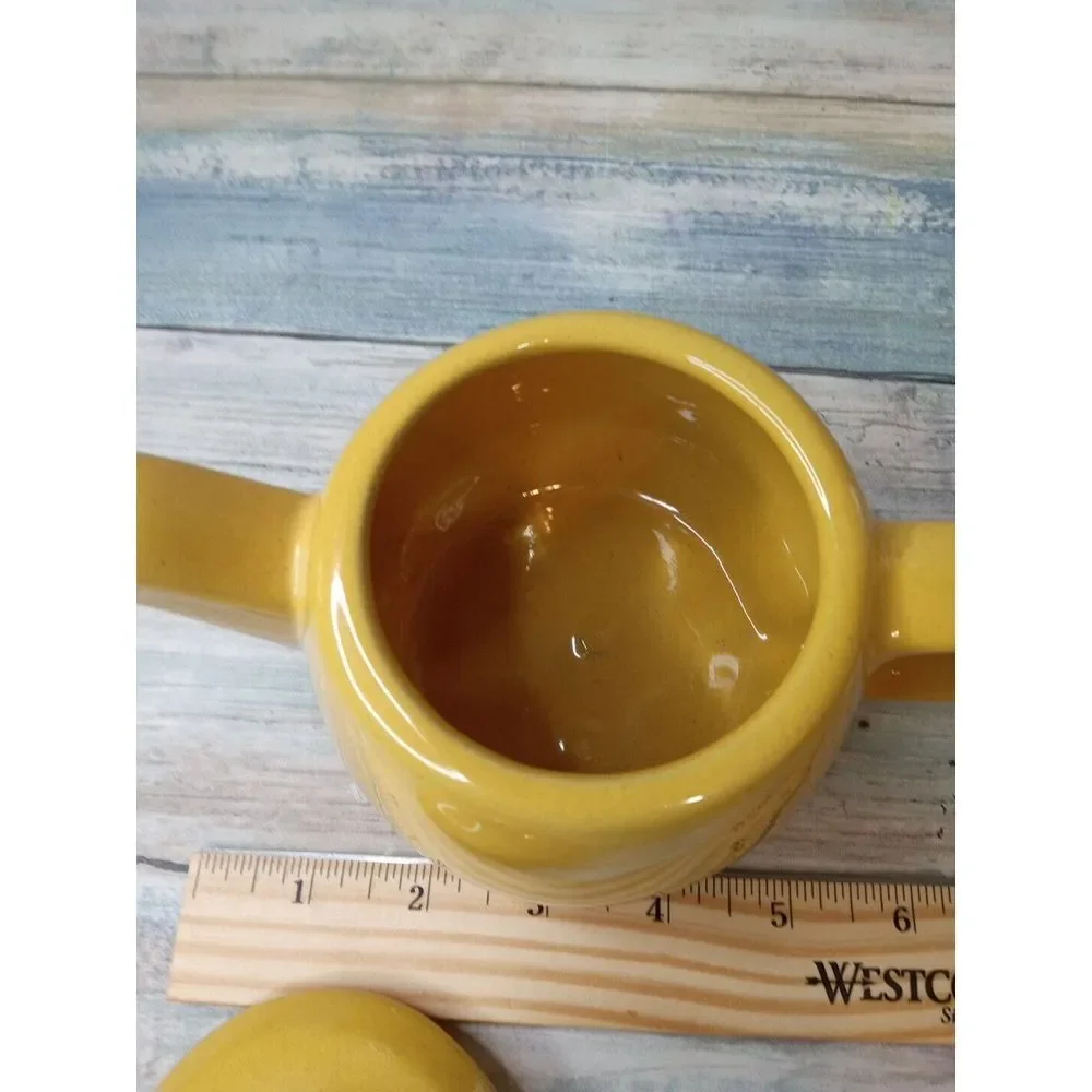 Vintage Frankoma Pottery Teapot‎ Yellow 2 Cup Mid Century Modern 6J